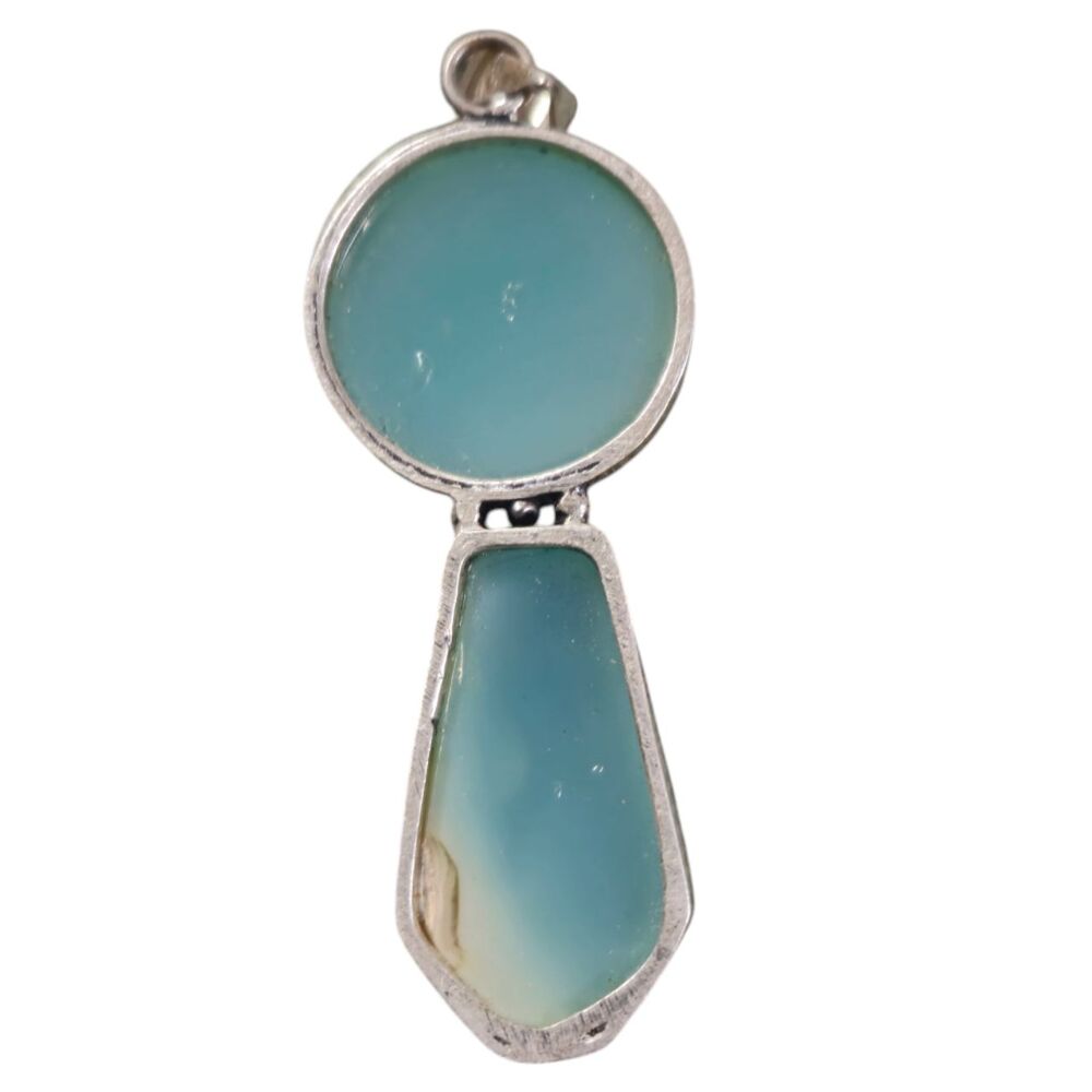 NWT Blue Chalcedony Silver Pendant Blue Gemstones 25 Inch New - Picture 2 of 2